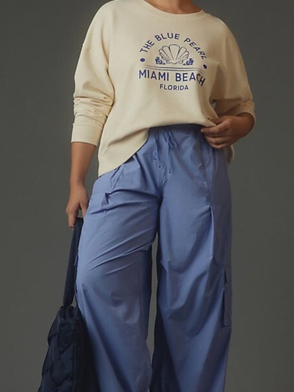 NWOT Anthropologie Daily Practice Cargo Pants Blue size- EXTRA LARGE - Picture 3 of 8